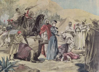 Małżeństwo Europejki z arabskim wodzem, z Le Petit Journal, 1899