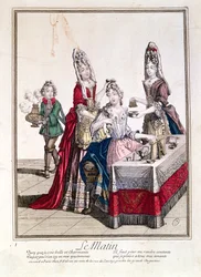Poranek, Pani w toalecie, 2. poł. XVII w. (kolor grawerowany)