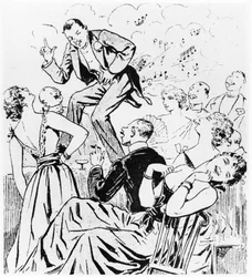 Petomane, ilustracja do paryskiego qui rit z Le Ventomane, monolog komiczny E. Grenet-Dancourt, Paryż, 1893