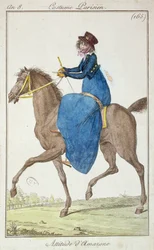 Pose of the Amazon, modny talerz Costumes Parisiens, 1800