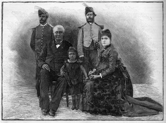 Prezydent Haiti Etienne Felicite Solomon (1820-1888) z rodziną i adiutantami.