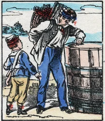 Winiarz. Grawerowanie w „”La chanson des metier””. Obrazowanie epinal, koniec XIX wieku. Prywatna kolekcja