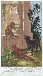 Wilk, lis i małpa z „Fables de La Fontaine”