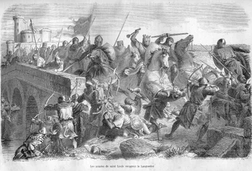 Armees of Saint Louis ravent the Langwedocja w XIII wieku - - Grawerowanie w „Historii papieży” (...) Zbrodnie królowej królowej i cesarzy na przestrzeni wieków” Maurice Lachatre
