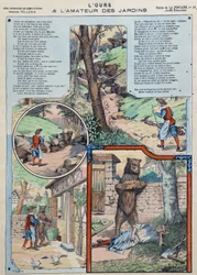 Niedźwiedź i miłośnik ogrodu - Fables de La Fontaine na obrazach Epinal