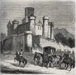 Orszak Rigonde (Rigonthe) (około 569-po 589) opuszcza Paryż, by udać się do jego narzeczonego, księcia Recarede. Grawer z 1871 r. w „Histoire Des Cocus Celebres” Henry