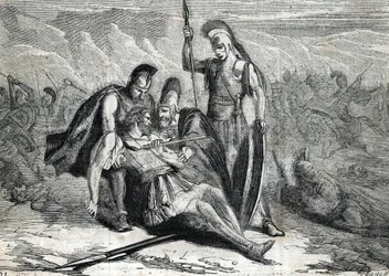 Śmierć Epaminondasa (418-362 pne) - (rycina) 1864
