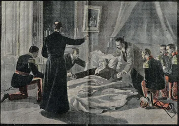 Śmierć Felixa Faure (1841-1899), prezydenta Francji Abbe Renault dała mu rozgrzeszenie. Grawerowanie w „Le Pelerin”” 26.02.1899.