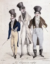 Elegancki w zaniedbaniu, trzy domy w garniturze - litho