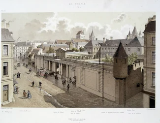Wejście do Pałacu w 1770 r. - w „Paryżu na przestrzeni wieków: świątynia i rue Royale”, koniec XIX w.