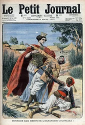 Bohaterom kolonializmu (w Afryce Północnej) uhonorowano alegoryczny rycina „Le Petit Journal”, 6 marca 1910 (rycina)