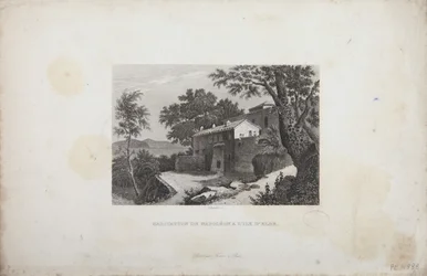 Dom Napoleona na wyspie Elba, rytowany przez Schroedera