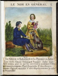 Imię ogólnie (chłopiec z psem i dziewczynka z lalką) - w „” La grammaire en images””