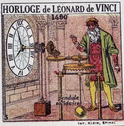 Zegar wahadłowy Leonarda da Vinci (Leonardo da Vinci) (1452 - 1519) (wahadło w 1490) - w „Energia” Henri Arnoulda, wyd. Quillet, Paryż, XX wiek