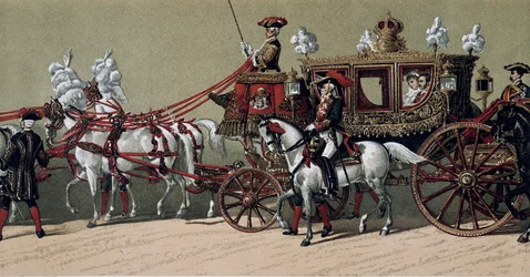 Orszak królewski na ślubie króla Hiszpanii Alfonsa XII (1857-1885) i Marii Krystyny de Teschen (1858-1929) w 1879 r. (obraz)