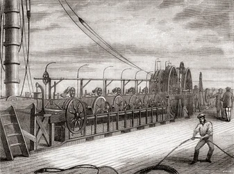 Transatlantyckie urządzenie do rozwijania kabli telegraficznych na pokładzie SS Great Eastern