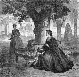 Młoda Mary Touchet przyszła kochanka króla Karola IX (1550-1574). Grawer w „Historii prostytucji i rozpusty wśród wszystkich narodów świata od starożytności do dnia dzisiejszego” autorstwa dr Th. -F. Debray. 1879.