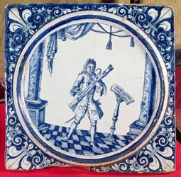 Płytka przedstawiająca fagocistę, 1706 (fajans)