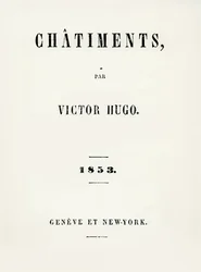 Strona tytułowa Les Chatiments (1853) Victora Hugo (1802-85), opublikowanej w Genewie i Nowym Jorku, 1853