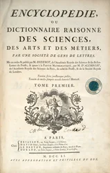 Strona tytułowa pierwszego tomu Encyklopedii autorstwa Denisa Diderota i Jeana le Ronda dAlemberta, 1751
