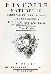 Strona tytułowa Historii naturalnej, ogólnej i szczegółowej, Buffon, Paryż, 1749