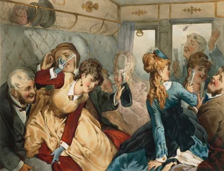 Pociąg rozkoszy, ilustracja do Domu Madame Tellier, autorstwa Guy de Maupassant (1850-1893)