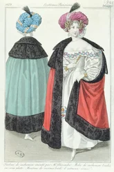 Dwie kobiety w turbanach, sukienkach i płaszczach z kaszmiru, z kostiumów Parisiens, 1831