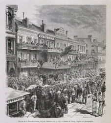 Ulica w Nowym Orleanie w dniu wyborów 1875 r. - w „Le Tour du Monde”, II sem. 1876