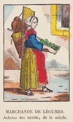 Sprzedawca warzyw. Kupuję rzepę, sałatkę, około 1819 r. (druk)