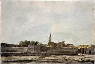 Widok na pejzaż miejski w południowej Francji, ok. 1800 (akwarela na papierze)