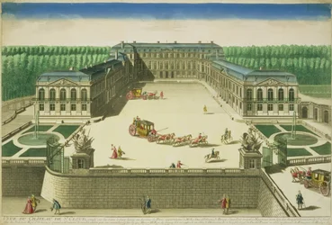 Widok na zamek św. Chmury, rytowany przez Antoine Aveline (1691-1743)