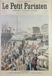Widok na doki w Marsylii podczas strajku morskiego, z okładki Le Petit Parisien, 21 grudnia 1902