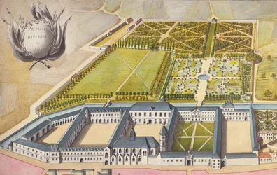 Widok na Prytanee Imperial, dawniej jezuickie kolegium w La Fleche, ok. 1810 (wc)
