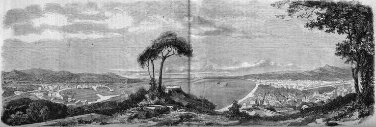 Widok miasta Nicea w 1860 r. Grawer „”Świat ilustracyjny””n°157 z 14 kwietnia 1860 r.