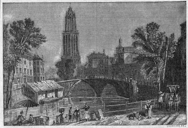 Widok miasta Utrecht w Holandii, koniec XIX wieku. Grawer w „La gazette du dimanche” z dnia 5 grudnia 1895 r.