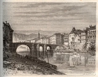 Villeneuve-sur-Lot (Villeneuve sur Lot) - wydział Lot-et-Garonne - grawer w „La France illustree: geografia, historia, administracja statystyczna” autorstwa V.-A. Słodowo-Brązowy. 1884