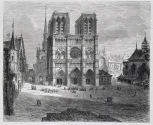 Widok Notre-Dame de Paris - w „”Paryżu przez wieki””, H. Gourdon de Genouillac, wyd. F. Roy, Paryż