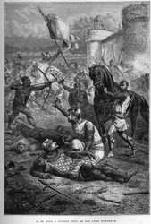Wilhelm I zostaje ranny przez syna Roberta podczas walk we Francji, 1076 - Powstanie Roberta Courteheuse