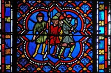 Okno s2-L przedstawiające ludzi, którzy mają aresztować Chrystusa w Getsemani