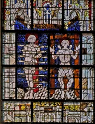 Okno w115 przedstawiające św. Sebastiana i św. Quentin