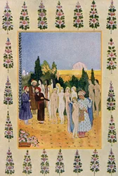 Swoim płaszczem będę chronić jej nagość, ilustracja z „Arabskich nocy”, 1895 (kolor grawerowany)