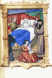 Kobieta w scenie na łożu śmierci z Janem Chrzcicielem, ok. 1475-1500