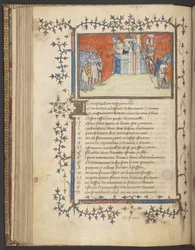 Yates Thompson 35 lat. 80v Biorąc Valonges, z „Pieśń Bertranda du Guesclin”, c.1380-92 (welum)