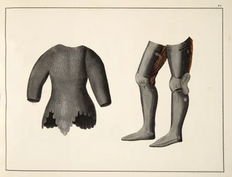 Zbroja, płyta z Historii rozwoju i obyczajów rycerskich dr. Franza Kottenkampa, wydanej przez Carla Hoffmanna, 1842