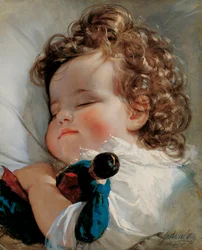 ""Portret księżnej Marii z Liechtensteinu (1834-1909) w wieku dwóch lat"" (Portret księżnej Marii Franziski von Liechtenstein (1834-1909) w wieku dwóch lat) Obraz Friedricha Rittera von Amerling (1803) 1887)