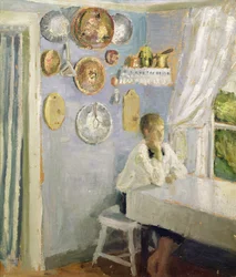 Harald przy stole śniadaniowym, ok. 1900 (olej na panelu)