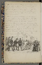 Ilustracja z prywatnego archiwum w Norweskiej Bibliotece Narodowej, zatytułowana Voyage en Norvège 1856, autorstwa Fritza von Dardela
