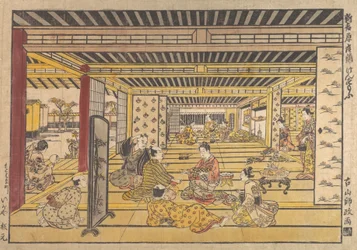 Gra w ręczne sumo w New Yoshiwara, ca. 1740.