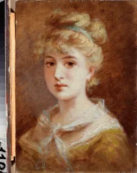 Une femme parisienne (Kobieta paryska) - Obraz Fiodora Pietrowicza Tchumakowa (Tchoumakov) (1823-1911), olej na płótnie, sztuka rosyjska koniec XIX-początek XX wieku, modernizm - Muzeum Sztuki M Tuganov w Osetii Północnej, Władykaukaz (Rosja) )