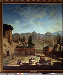 Vue de la ville de Bachczysaraj (Ukraina) (Widok na miasto Bachczysaraj). Peinture de Fiodor Jakowlewicz Aleksiejew (1753-1824). Huile sur toile